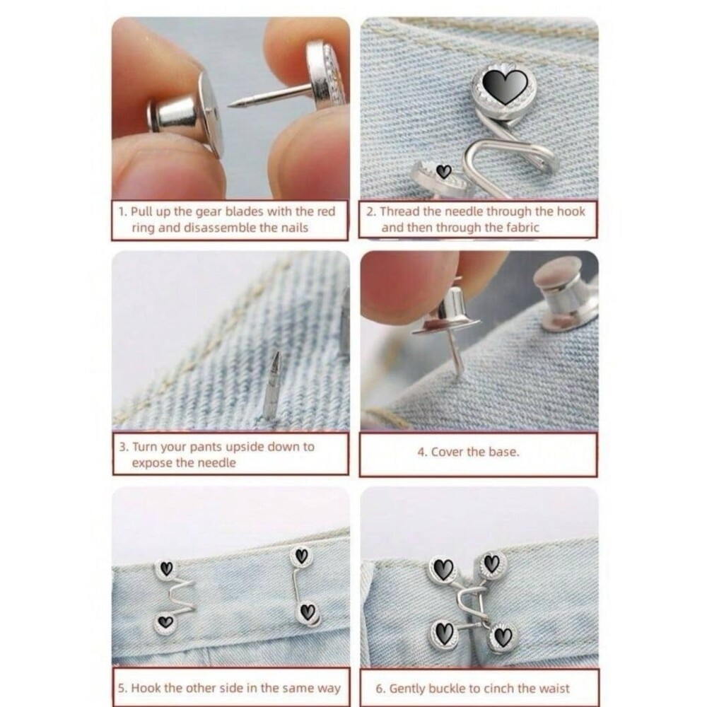 Adjustable Jean Waist Pins (Flower) No Sew Instant - Picture 6 of 7
